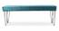 Belmont Sheesham Wood Accent 3 Seater Bench with Metal Legs in Turquoise Sea Velvet (Turquoise Finish) by Urban Ladder - - 