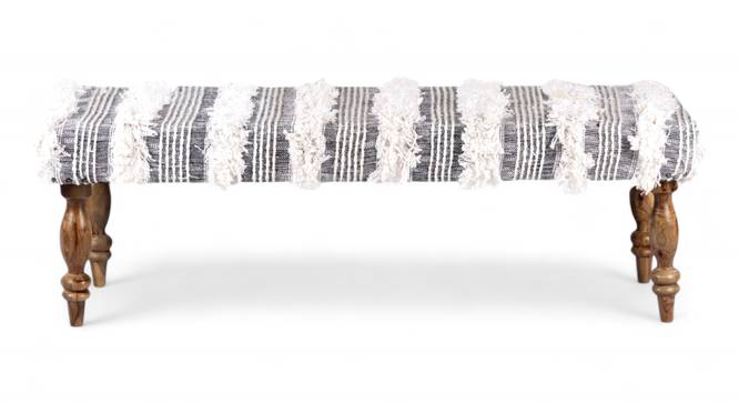 Cairo Sheesham Wood Accent 3 Seater Bench in Grey Fabric (Grey Finish) by Urban Ladder - - 