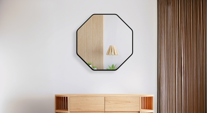 Aluminium Octagon wall mirror in Black (Black) by Urban Ladder - - 