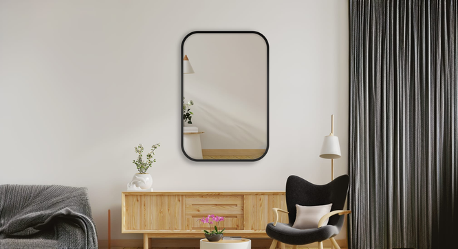 Aluminium Rectangular wall mirror in Black (Black) by Urban Ladder - - 