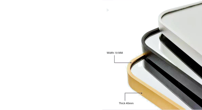 Aluminium Rectangular wall mirror in Black (Black) by Urban Ladder - - 