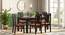Fidora 6 Seater Dining Table With Set of 6 Martha Dining Chairs Colour : Burnt Orange (Mahogany Finish, Burnt Orange) by Urban Ladder - - 988607
