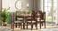 Fidora 6 Seater Dining Table, Finish - Teak With set of 6 Martha Dining Chairs Colour : Wheat Brown (Teak Finish, Wheat Brown) by Urban Ladder - - 988613