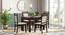 Fidora 4 Seater Dining Table With Set of 4 Alaine Dining Chairs in Calico Floral Retreat and Pony Beige (Mahogany Finish, Calico Floral Retreat and Pony Beige) by Urban Ladder - - 988627