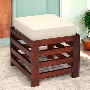 Houston Sheesham Wood Contemporary Square Stool in HONEY FINISH with Jute White Cushion-image-40
