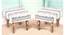 Lisbone Sheesham Wood Mid Century Square Set of 2 Stools in Grey Fabric with Fringes Upholstery (Grey) by Urban Ladder - - 