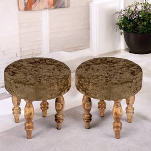 Sofas And Recliners In Lavasa Design Roswell Sheesham Wood Contemporary Round Set of 2 Stools in Green Sparkle Velvet Upholstery (Green)