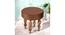 Roswell Sheesham Wood Contemporary Round Stool in Taupe Brown Velvet Upholstery (Brown) by Urban Ladder - - 