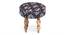 Roswell Sheesham Wood Parisian Round Stool in Blue Jacquard Work Fabric Upholstery (Blue) by Urban Ladder - - 