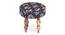 Roswell Sheesham Wood Parisian Round Set of 2 Stools in Blue Jacquard Work Fabric Upholstery (Blue) by Urban Ladder - - 