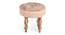 Roswell Sheesham Wood Contemporary Round Stool in Beige Sparkle Velvet Upholstery (Beige) by Urban Ladder - - 