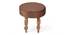 Roswell Sheesham Wood Contemporary Round Stool in Taupe Brown Velvet Upholstery (Brown) by Urban Ladder - - 