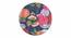 Roswell Sheesham Wood Mid Century Round Set of 2 Stools in Fruit Print Blue Kantha Upholstery (Blue) by Urban Ladder - - 