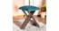 Dayton Sheesham Wood Accent Square Foldable Stool in Turquoise Sea Velvet Upholstery (Blue) by Urban Ladder - - 