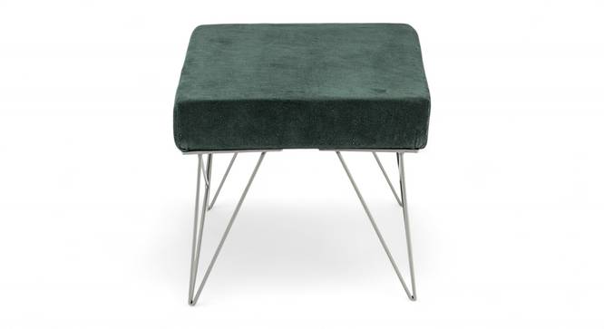 Asansol Sheesham Wood Accent Square Set of 2 Stools with Metal Legs in Green Cotton Velvet Upholstery (Green) by Urban Ladder - - 