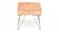 Asansol Sheesham Wood Accent Square Stool with Metal Legs in Melon Pink Cotton Velvet Upholstery (Pink) by Urban Ladder - - 