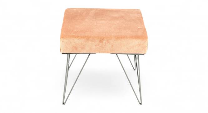 Asansol Sheesham Wood Accent Square Set of 2 Stools with Metal Legs in Melon Pink Cotton Velvet Upholstery (Pink) by Urban Ladder - - 