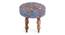 Roswell Sheesham Wood Mid Century Round Set of 2 Stools in Grey Brid Print Kantha Upholstery (Grey) by Urban Ladder - - 