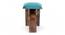 Dayton Sheesham Wood Accent Square Foldable Stool in Turquoise Sea Velvet Upholstery (Blue) by Urban Ladder - - 