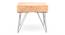 Asansol Sheesham Wood Accent Square Stool with Metal Legs in Melon Pink Cotton Velvet Upholstery (Pink) by Urban Ladder - - 