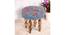 Roswell Sheesham Wood Mid Century Round Set of 2 Stools in Grey Brid Print Kantha Upholstery (Grey) by Urban Ladder - - 
