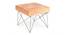 Asansol Sheesham Wood Accent Square Stool with Metal Legs in Melon Pink Cotton Velvet Upholstery (Pink) by Urban Ladder - - 