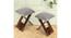 Dayton Sheesham Wood Accent Square Set of 2 Foldable Stools in Grey Cotton Velvet Upholstery (Grey) by Urban Ladder - - 