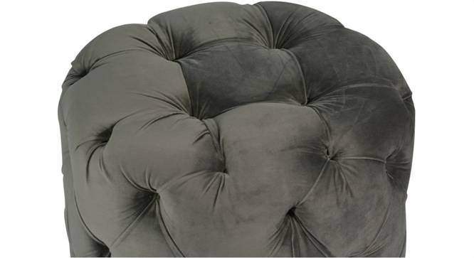 Dallas Solid Wood Accent Round Set of 2 Ottomans in Iron Grey Velvet Upholstery (Grey) by Urban Ladder - - 