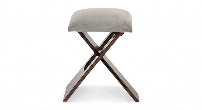 Dayton Sheesham Wood Accent Square Set of 2 Foldable Stools in Grey Cotton Velvet Upholstery (Grey) by Urban Ladder - - 