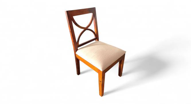 Newport Sheesham Wood Accent Set of 2 Dining Chairs in Beige Velvet Cushioning with HONEY FINISH (Beige, HONEY Finish) by Urban Ladder - - 