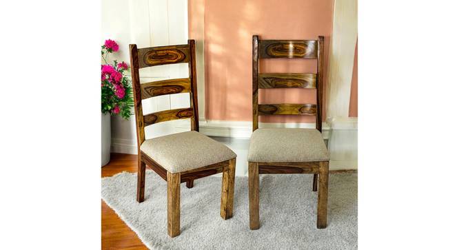 Newport Sheesham Wood Accent Set of 2 Dining Chairs in Jute Beige Cushioning with TEAK FINISH (Teak Finish, Beige) by Urban Ladder - - 