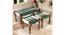 Oakville Sheesham Wood Vintage 2+1+1 Seater Maachi Bench Set with 2 Stools in Green & White Rope Canning (Green Finish) by Urban Ladder - - 