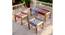 Oakville Sheesham Wood Vintage 3+1+1 Seater Maachi Bench Set with 2 Stools in Multi Colour Chindi & White Rope Canning (Multicolored Finish) by Urban Ladder - - 