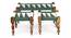 Oakville Sheesham Wood Vintage 2+1+1 Seater Maachi Bench Set with 2 Stools in Green & White Rope Canning (Green Finish) by Urban Ladder - - 