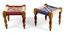 Oakville Sheesham Wood Vintage 3+1+1 Seater Maachi Bench Set with 2 Stools in Multi Colour Chindi & White Rope Canning (Multicolored Finish) by Urban Ladder - - 