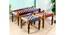 Oakville Sheesham Wood Vintage 3+1+1 Seater Maachi Bench Set with 2 Stools in Multi Colour Chindi & White Rope Canning (Multicolored Finish) by Urban Ladder - - 