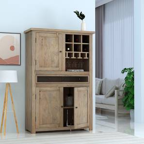 Crockery Unit In New Delhi Design Norcross Solid Wood Sideboard in Grey Finish