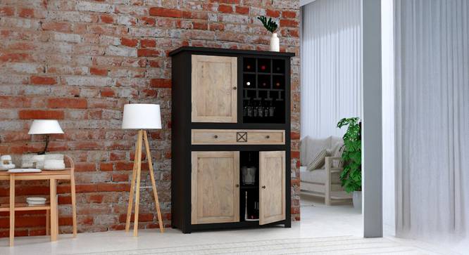 panck solid wood sideboard (Black & Natural Finish) by Urban Ladder - - 