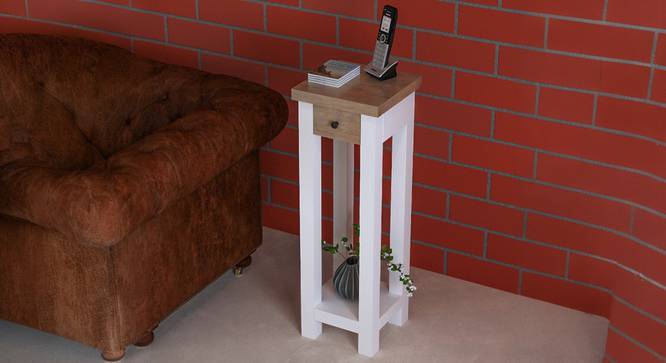 marson solid wood side table (White & Natural Finish) by Urban Ladder - - 