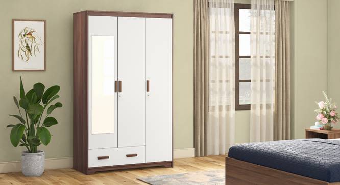 Miller 2 Door Wardrobe (Two-Tone Finish, 1 Drawer Configuration, With Mirror, 6 Feet Height, With Lock) by Urban Ladder - - 