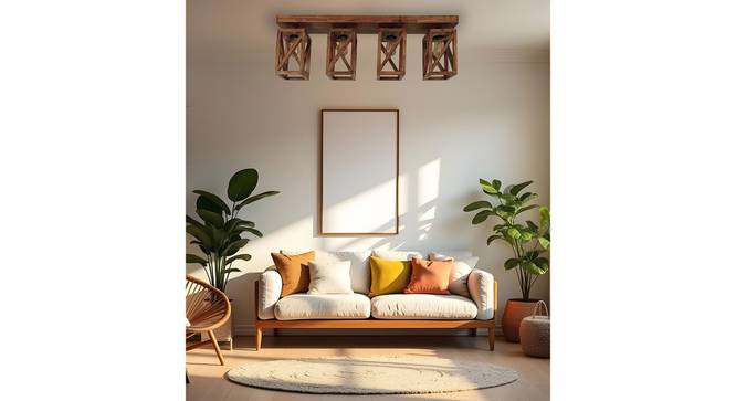 Symmetric Brown Solid Wood Ceiling Light (Brown) by Urban Ladder - Front View Design 1 - 989999