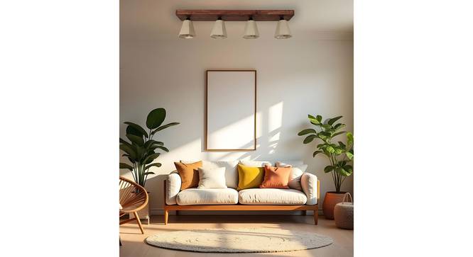 Hexagon Brown Solid Wood Ceiling Light (Brown) by Urban Ladder - Front View Design 1 - 990087