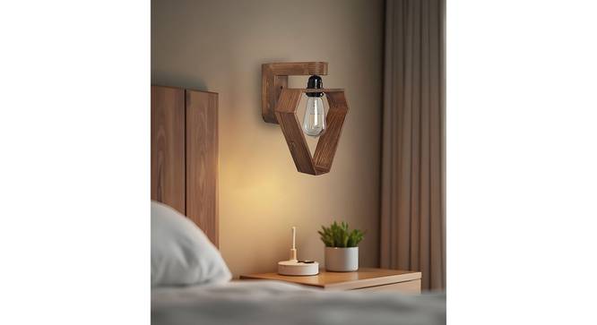 Hexad Brown Solid Wood Wall Lights (Brown) by Urban Ladder - Front View Design 1 - 990134