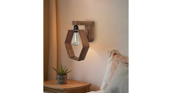Hex Brown Solid Wood Wall Lights (Brown) by Urban Ladder - Front View Design 1 - 990135