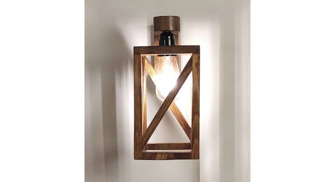 Symmetric Brown Solid Wood Wall Lights (Brown) by Urban Ladder - Front View Design 1 - 990182