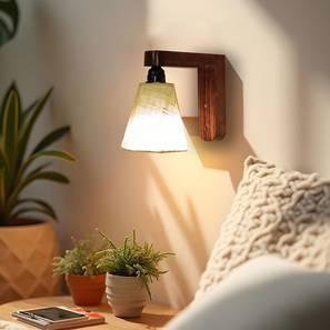 symplify Hexagon Brown Solid Wood Wall Lights-picture-1