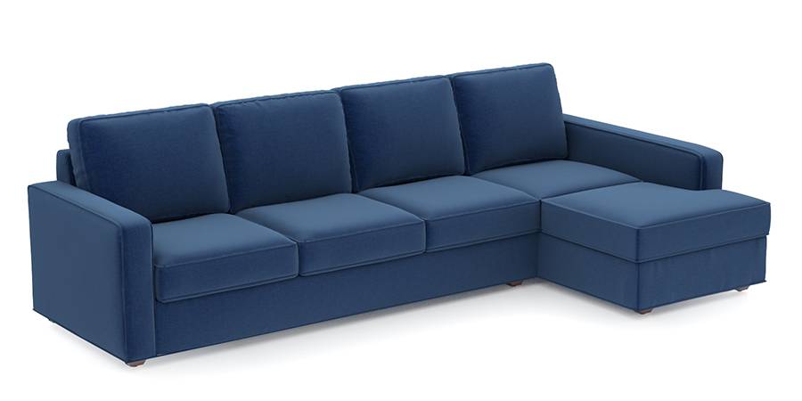 Apollo Sofa Set (Cobalt, Fabric Sofa Material, Regular Sofa Size, Soft Cushion Type, Sectional Sofa Type, Sectional Master Sofa Component, Regular Back Type, Regular Back Height) by Urban Ladder - - 99104