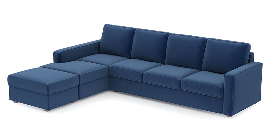 Apollo Sofa Set (Cobalt, Fabric Sofa Material, Regular Sofa Size, Soft Cushion Type, Sectional Sofa Type, Sectional Master Sofa Component, Regular Back Type, Regular Back Height) by Urban Ladder - - 99110