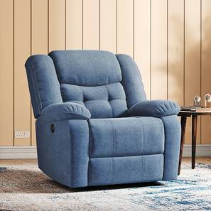 Theo Fabric One Seater Motorized Recliner in Baltic Blue