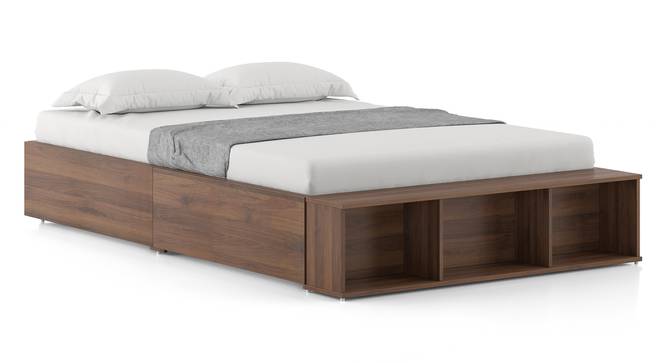 Toshi Platform Compact size Box & drawer storage bed in Classic Walnut (Drawer & Box Storage Type, Classic Walnut Finish, Double Bed Size) by Urban Ladder - Storage Image - 